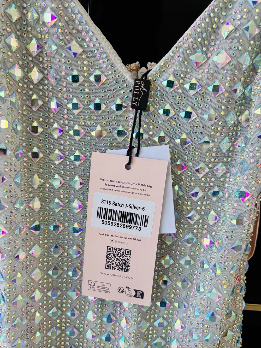 NWT Oh Polly Svana Embellished A-Line Silver Mini Dress - Picture 9 of 10